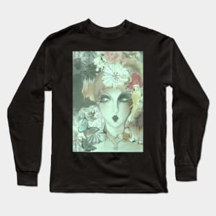 HAZY FLAPPER ART DECO POSTER PRINT COLLAGE Long Sleeve T-Shirt